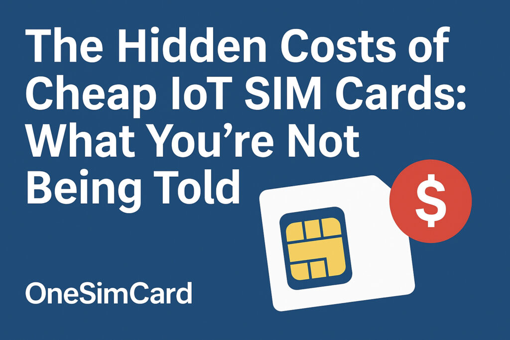 A tangled web of IoT SIM cards and failing devices with a bright OneSimCard SIM shining through