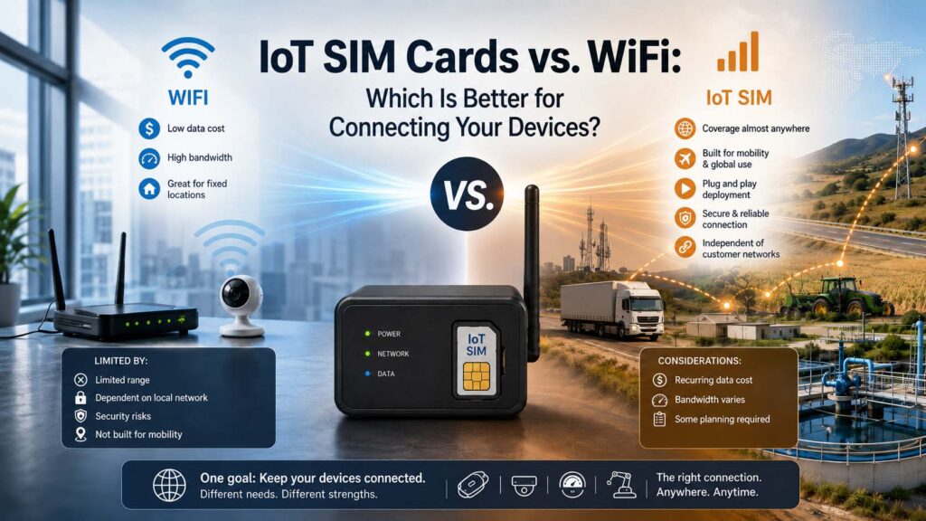 Comparison of using WiFi or SIM cards for IoT devices